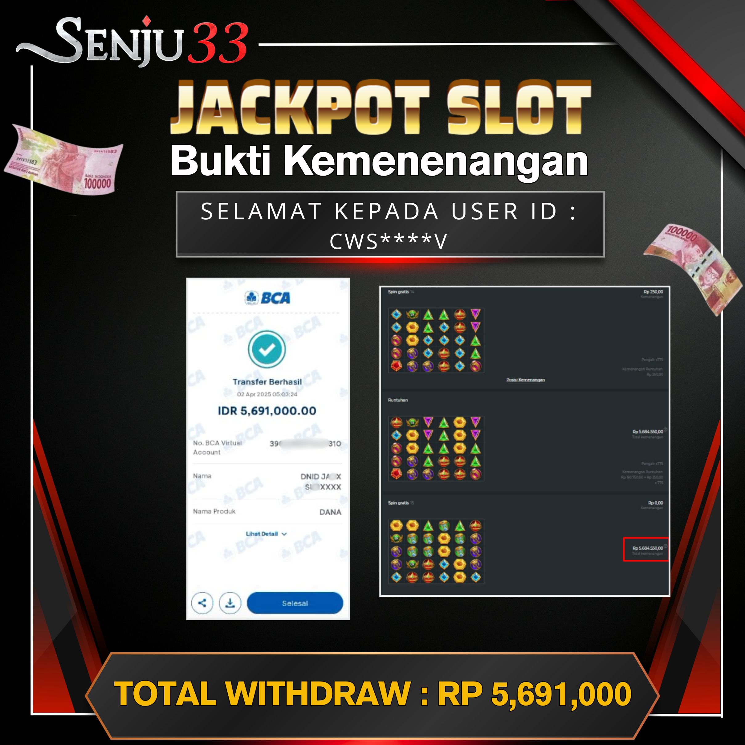 🎰 SENJU33 JACKPOT SLOT Rp. 5.691.000 LUNAS 🎉